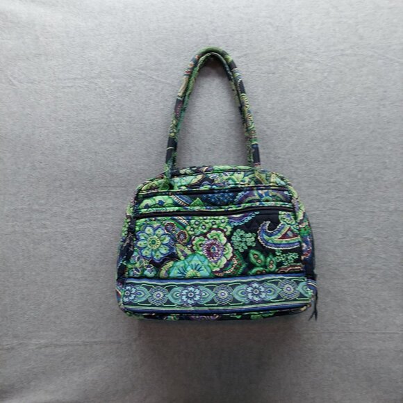 Vera Bradley  Retired Blue Rhapsody print Shoulder bag Handbag In Green Paisley - Picture 2 of 7